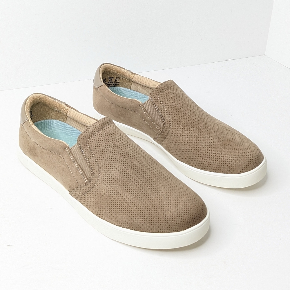 Dr. Scholl's Women's Slip-On Sneakers in Taupe and White